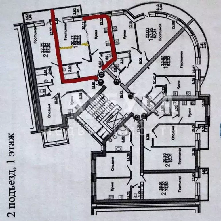 1-к. квартира, 45 м, 1/7 эт. - Фото 0