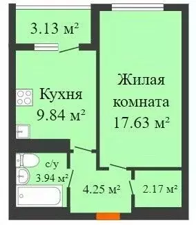 1-к кв. Воронежская область, Воронеж ул. Летчика Демьянова, 1 (39.0 м) - Фото 0