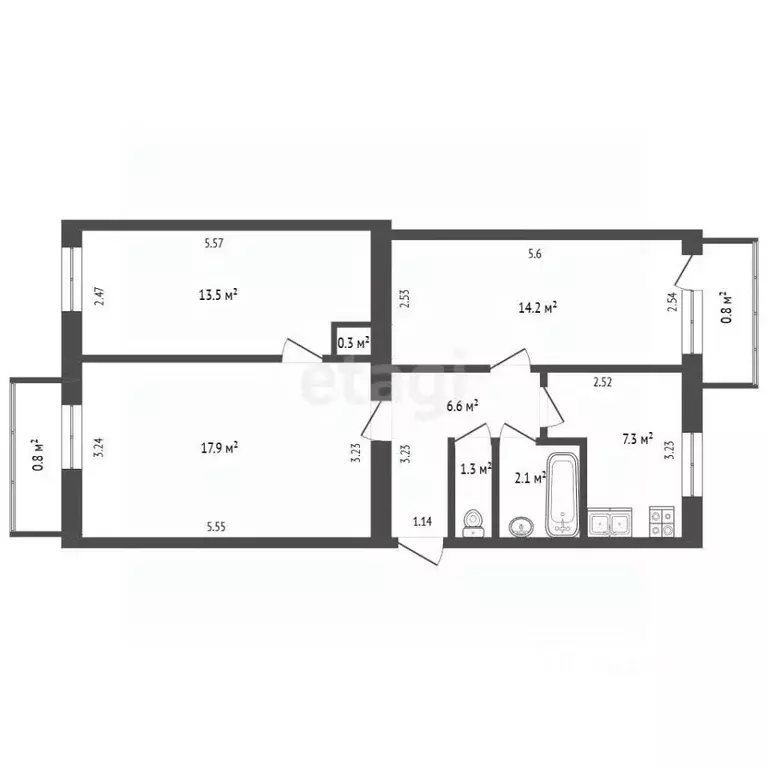 3-к кв. Крым, Феодосия ул. Крымская, 82А (63.2 м) - Фото 2