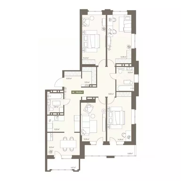 5-к кв. Кемеровская область, Кемерово Московский просп., 23А (108.28 ... - Фото 1