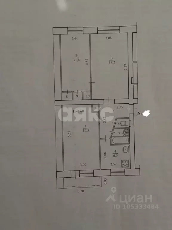 3-к кв. Волгоградская область, Волгоград ул. Поддубного, 31 (64.8 м) - Фото 2