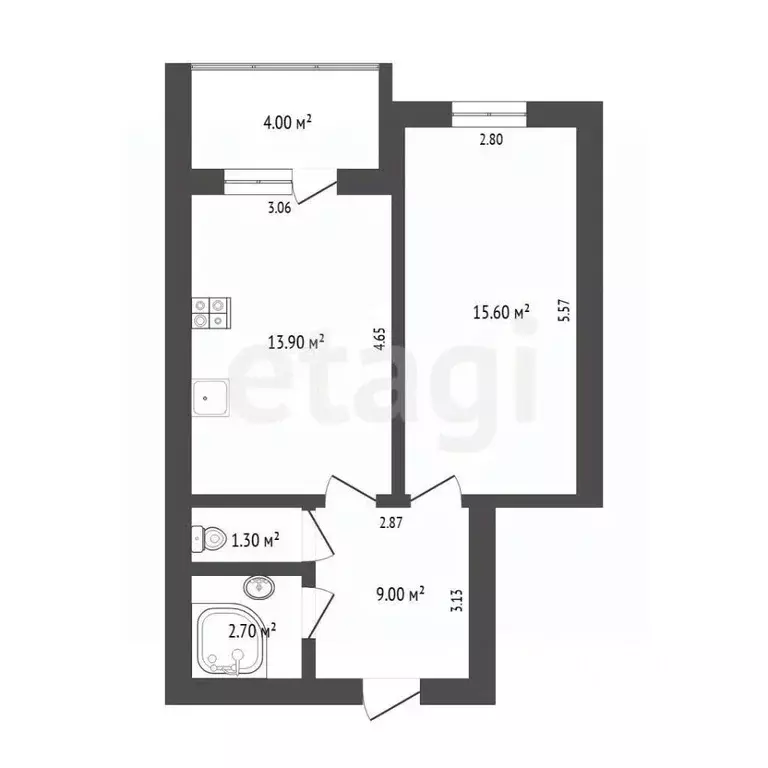 1-к кв. Тюменская область, Тюмень ул. Прокопия Артамонова, 8 (42.7 м) - Фото 2