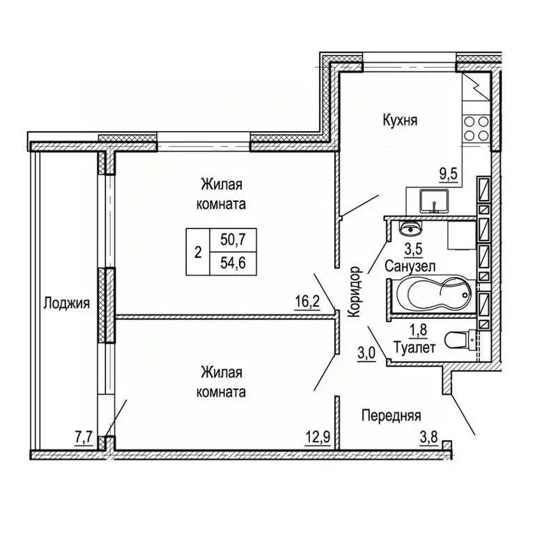 2-к кв. Приморский край, Владивосток На Черняховского жилой квартал,  ... - Фото 1