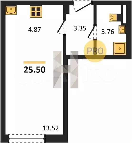 Квартира-студия, 25,5 м, 9/24 эт. - Фото 0