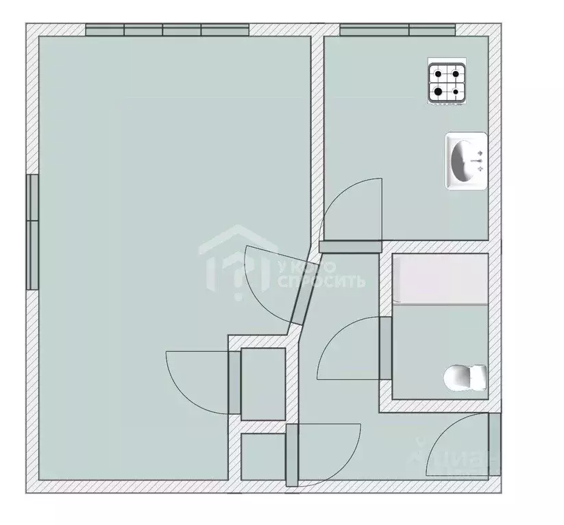 Квартира, 1 комната, 31.2 м - Фото 1