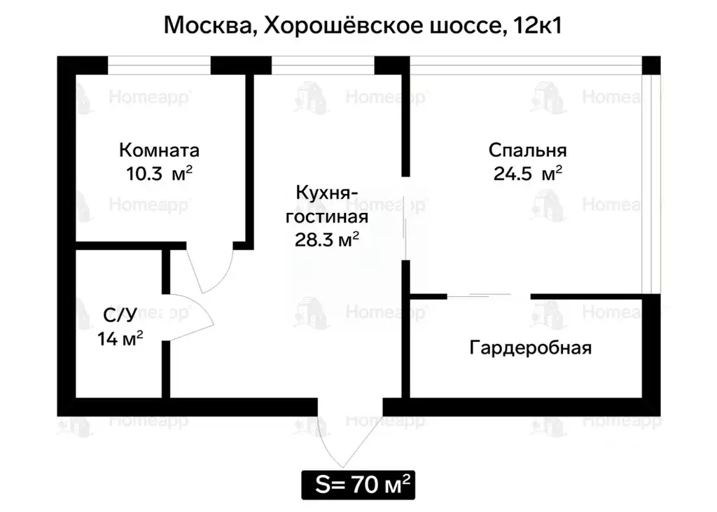 2-к кв. Москва Хорошевское ш., 12к1 (70.0 м) - Фото 2