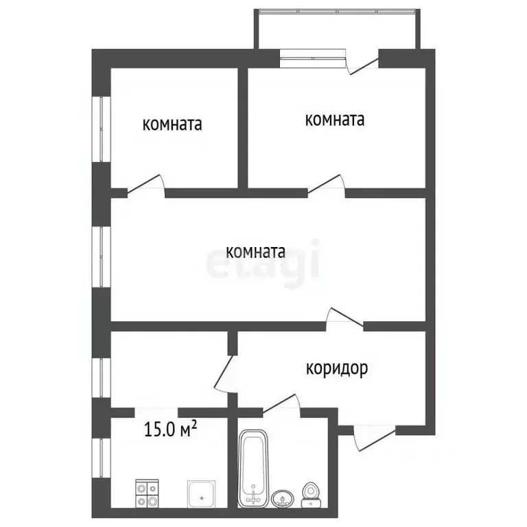 3-к кв. Владимирская область, Муром Радиозаводское ш., 38а (59.8 м) - Фото 2