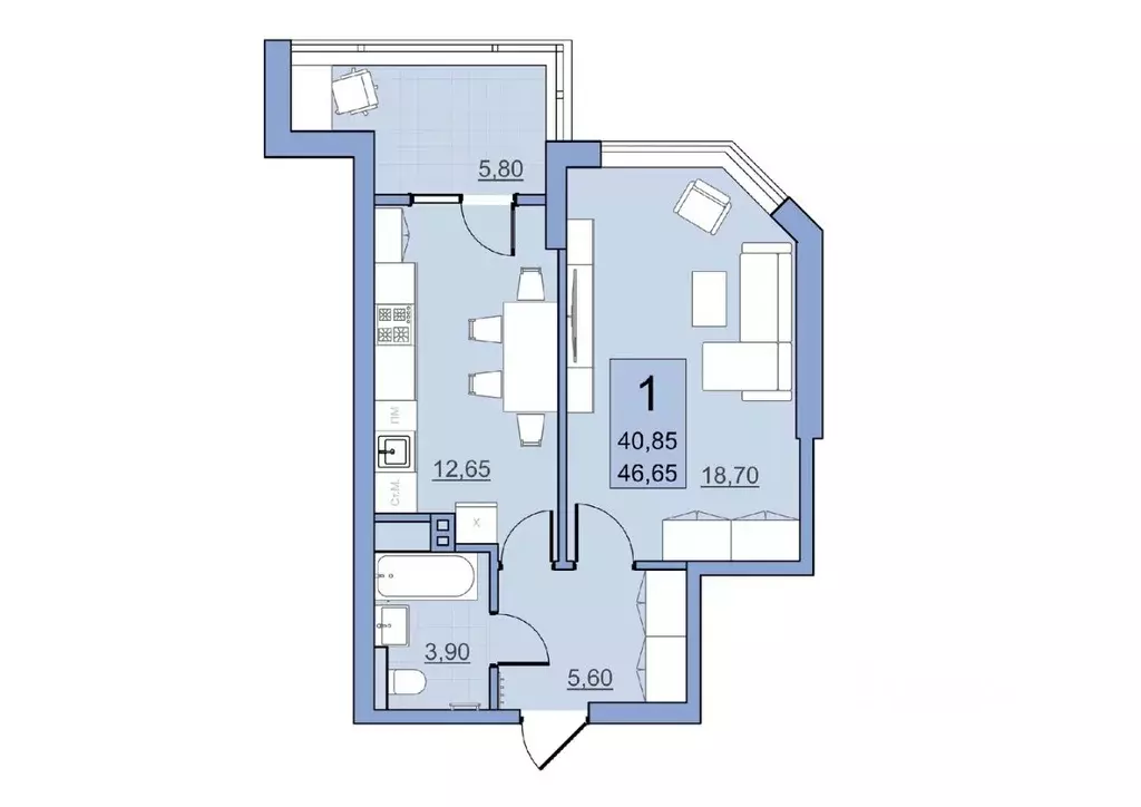 1-к кв. Саратовская область, Балаково Комсомольская ул., 65 (40.85 м) - Фото 0