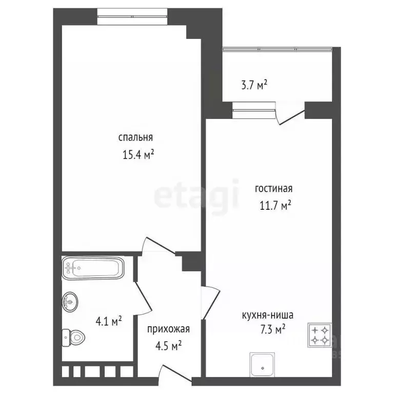 2-к кв. Красноярский край, Красноярск Норильская ул., 18В (44.8 м) - Фото 1