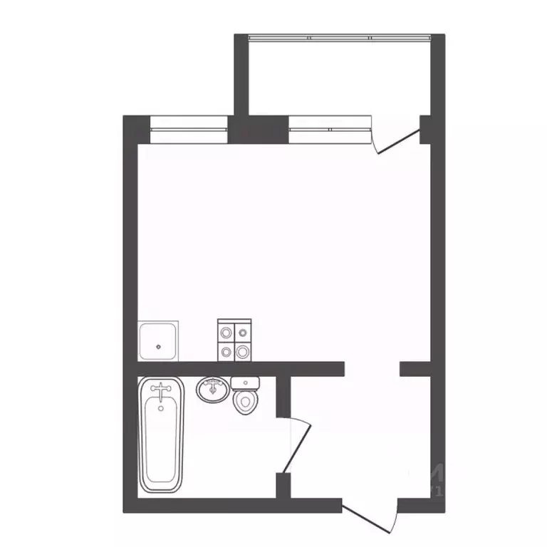 Студия Тюменская область, Тюмень ул. Обдорская, 1 (30.3 м) - Фото 1