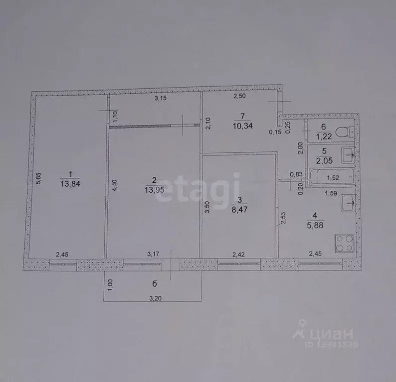 3-к кв. Ульяновская область, Ульяновск ул. Ефремова, 51 (56.7 м) - Фото 2