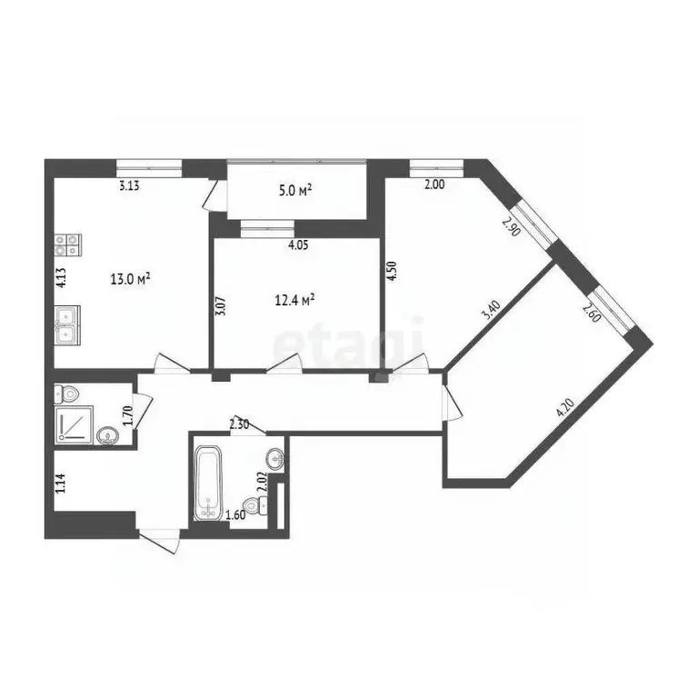 3-к кв. Тюменская область, Тюмень ул. Монтажников, 36 (78.1 м) - Фото 2