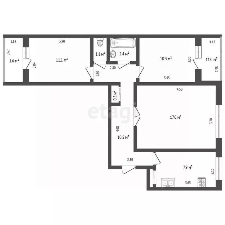 3-к кв. Башкортостан, Стерлитамак ул. Сакко и Ванцетти, 55 (58.6 м) - Фото 0