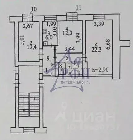 3-к кв. Новосибирская область, Новосибирск Ядринцевская ул., 35 (67.1 ... - Фото 2