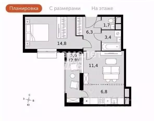1-к кв. Московская область, Ленинский городской округ, пос. Развилка ... - Фото 2