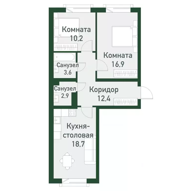 2-к кв. Челябинская область, Челябинский городской округ, пос. ... - Фото 0