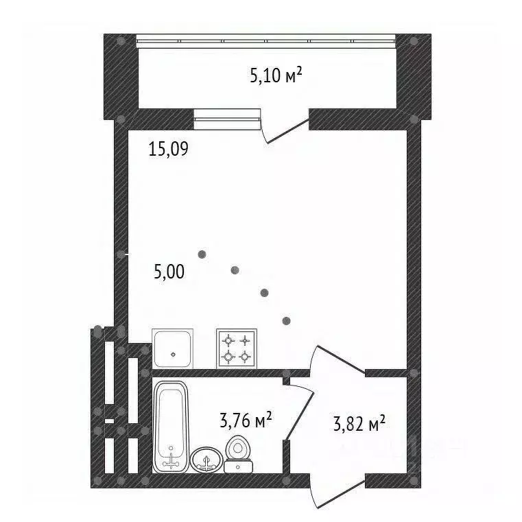 Студия Башкортостан, Уфа Новороссийская ул., 1 (27.0 м) - Фото 2
