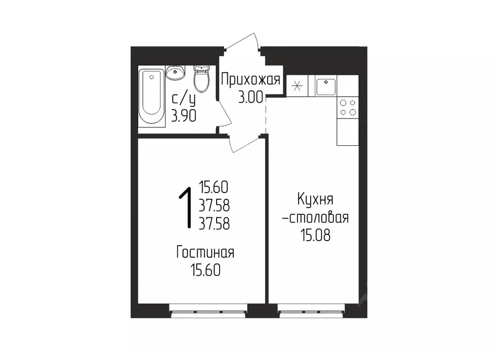 1-к кв. башкортостан, уфа ул. бородинская, 19/1 (37.58 м) - Фото 0