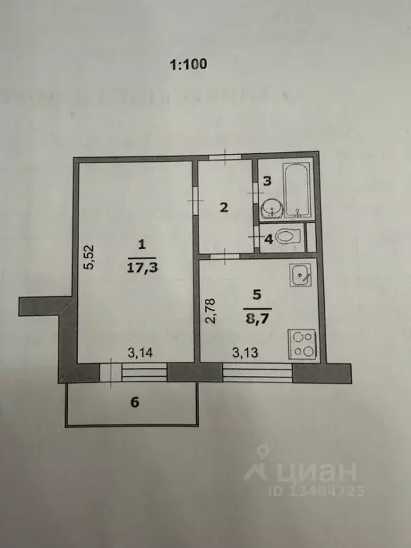 1-к кв. Белгородская область, Белгород ул. Губкина, 42а (33.5 м) - Фото 2