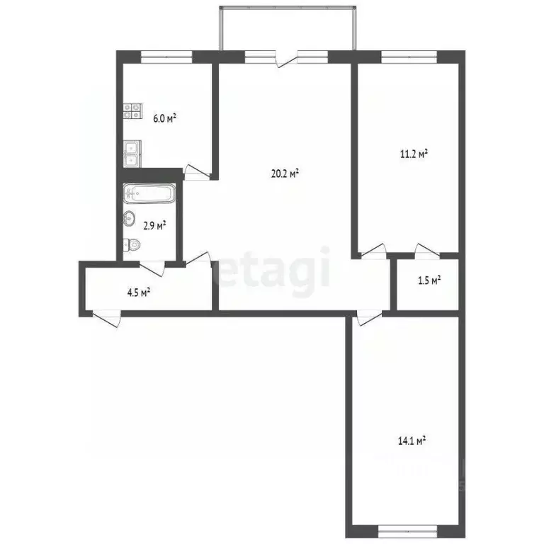 3-к кв. Кемеровская область, Кемерово ул. Тухачевского, 8 (58.3 м) - Фото 2