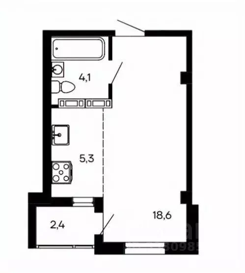 Студия Севастополь ул. Молочная, 85к1 (30.4 м) - Фото 1