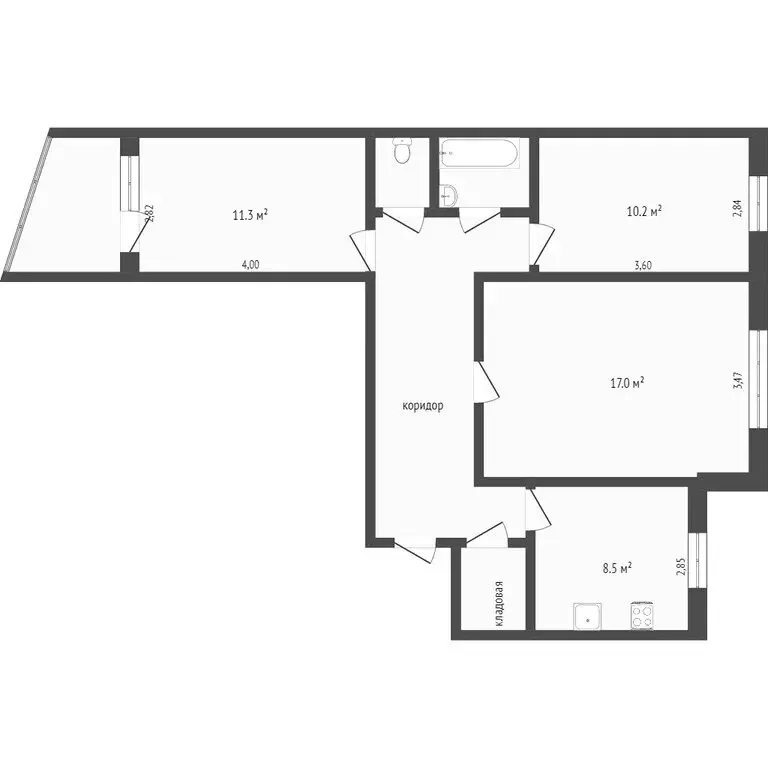 3-комнатная квартира: Вологда, Новгородская улица, 23 (63 м) - Фото 1