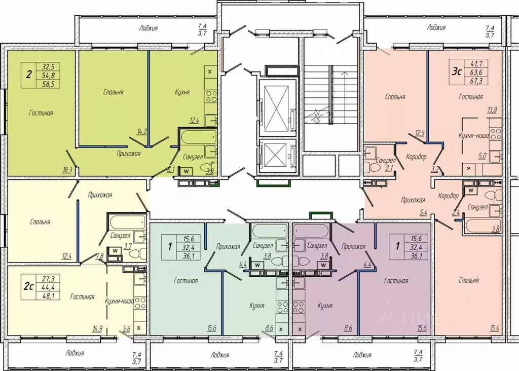 2-к кв. Кемеровская область, Кемерово просп. Притомский, 30А (58.5 м) - Фото 2