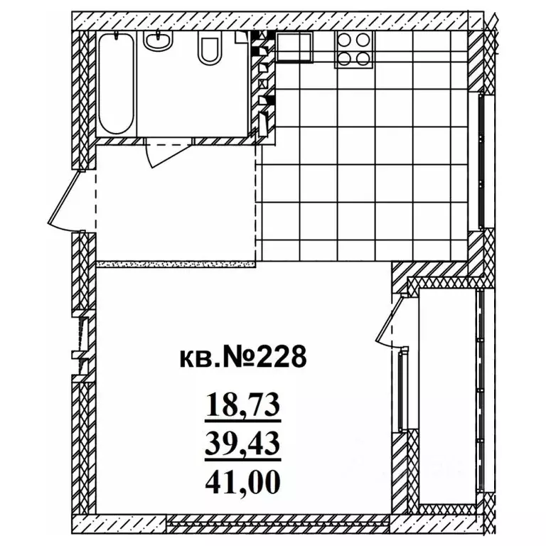 Студия Новосибирская область, Новосибирск Садовая ул., 17 (41.19 м) - Фото 0