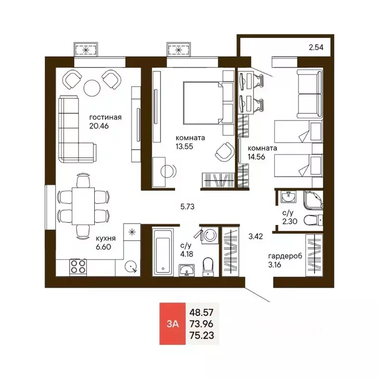 2-к кв. Пензенская область, Пенза Памятник Победы мкр,  (53.06 м) - Фото 0