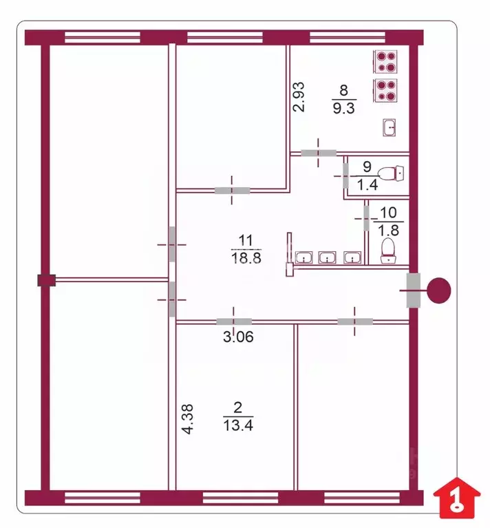 Комната Омская область, Омск ул. 3-я Железнодорожная, 3 (13.4 м) - Фото 2