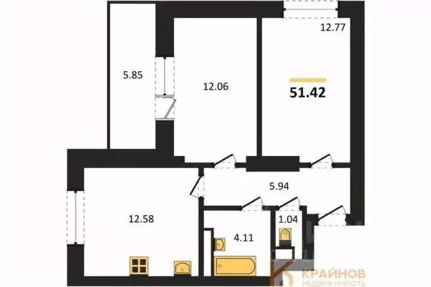 2-к кв. Воронежская область, Воронеж Транспортная ул., 58 (51.42 м) - Фото 0
