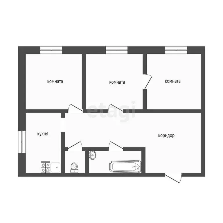 3-комнатная квартира: Златоуст, улица Макаренко, 2 (61.9 м) - Фото 1