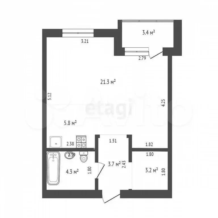 Квартира-студия, 38,3 м, 8/16 эт. - Фото 0