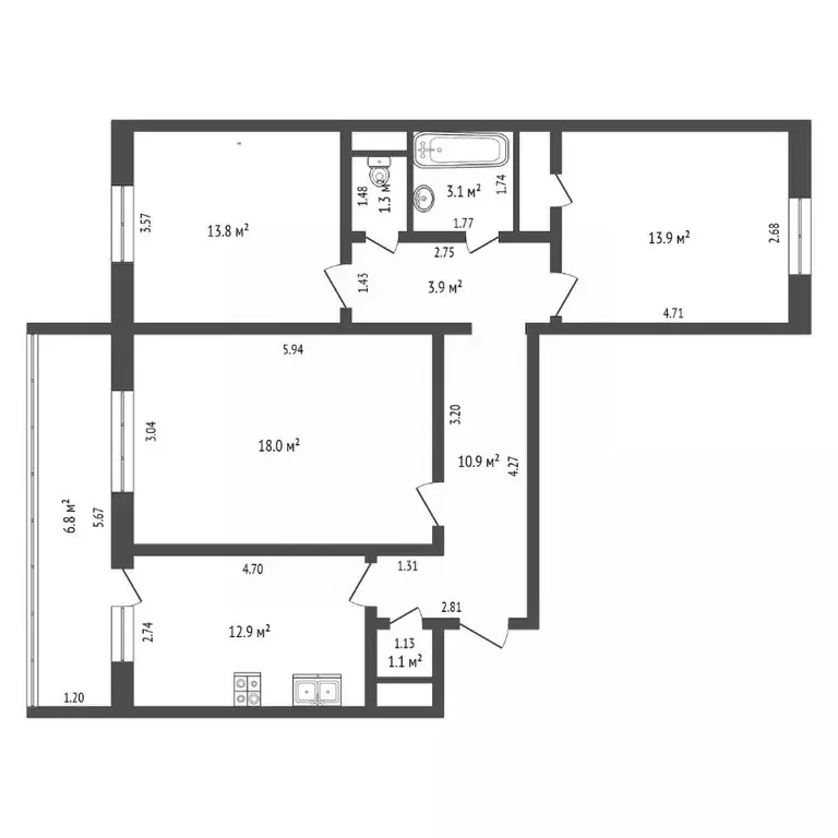 3-к кв. Ульяновская область, Ульяновск ул. Варейкиса, 50 (75.0 м) - Фото 2