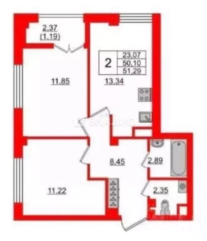 2-к кв. Санкт-Петербург Ремесленная ул., 15 (51.29 м) - Фото 1
