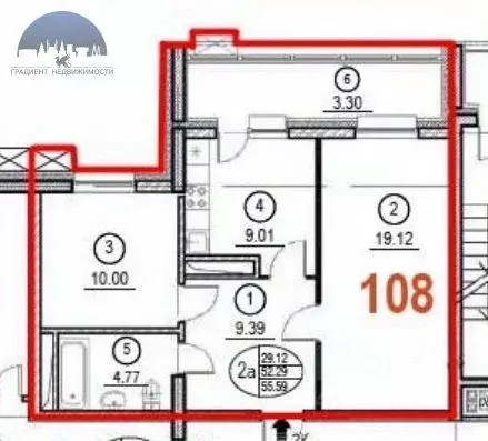 2-к кв. Татарстан, Казань Родины мкр,  (55.59 м) - Фото 2