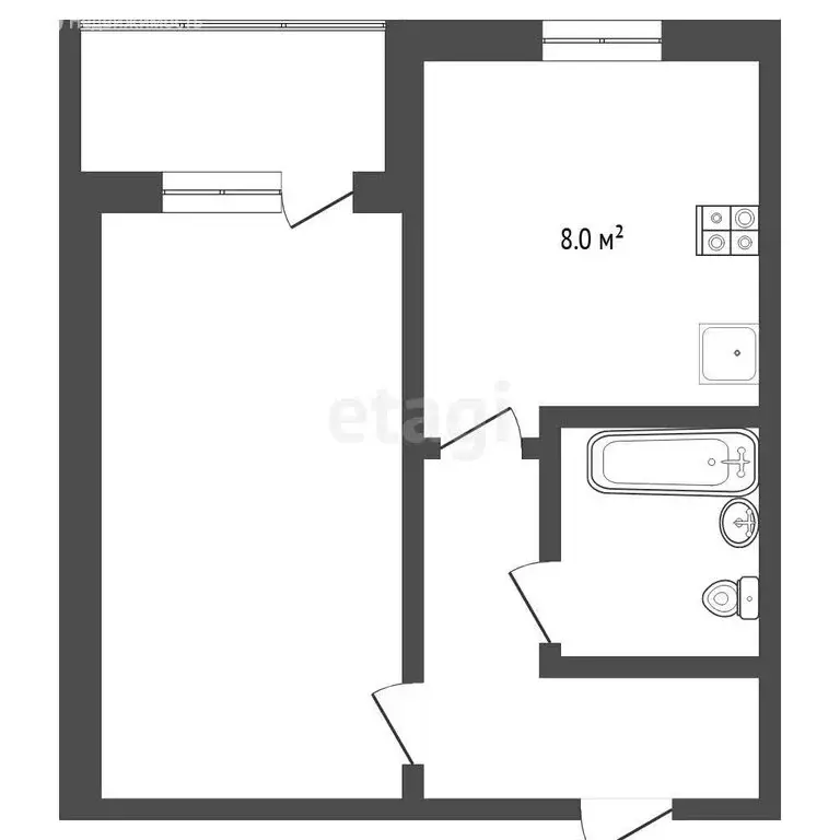 1-комнатная квартира: Тюмень, Лесопарковая улица, 17 (32.1 м) - Фото 1