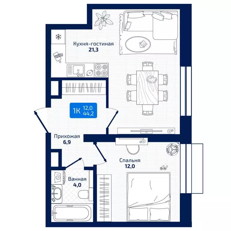 1-комнатная квартира: Самара, 8-я Радиальная улица, 31 (44.2 м) - Фото 1