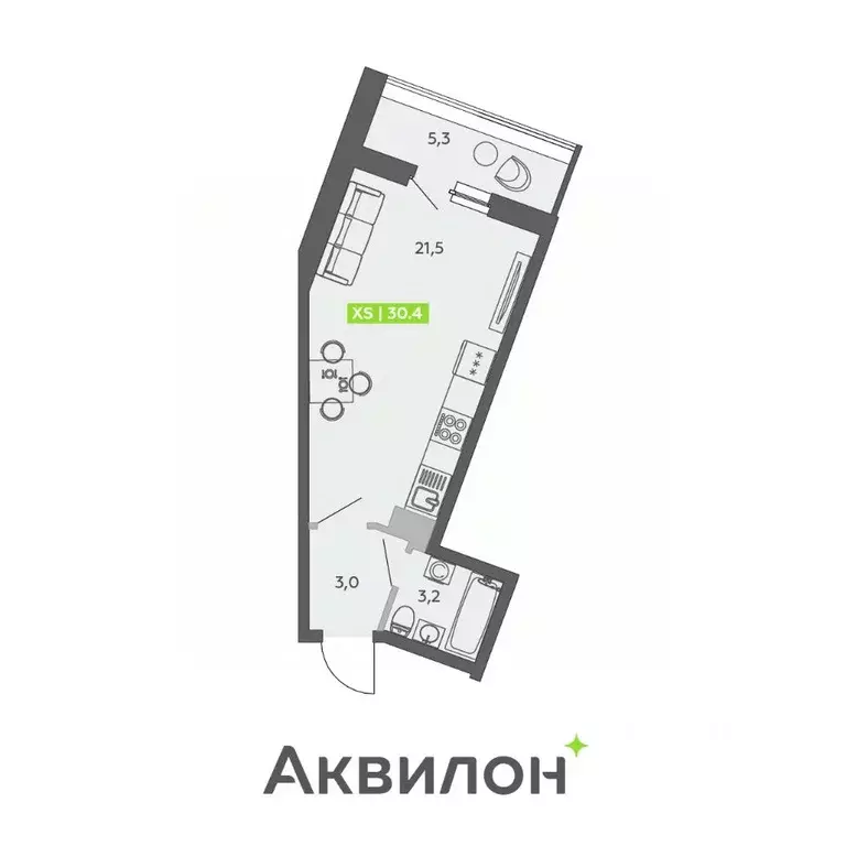 Студия Санкт-Петербург ул. Чирикова, 5 (30.4 м) - Фото 0