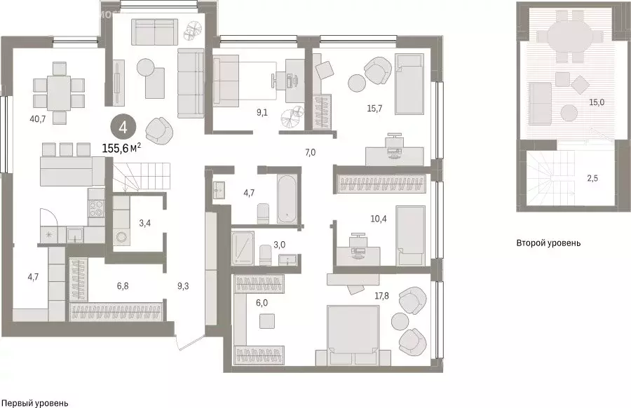 4-комнатная квартира: Тюмень, Мысовская улица, 26к1 (155.62 м) - Фото 1