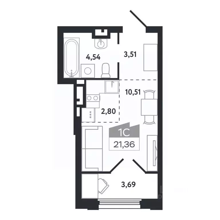 Студия Томская область, Томск Черемошники мкр, ул. Бердская, 14/3 ... - Фото 1