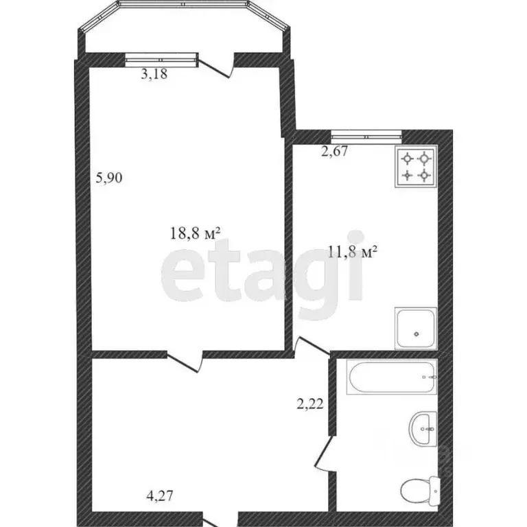 1-к кв. Вологодская область, Вологда Ленинградская ул., 150 (43.4 м) - Фото 2