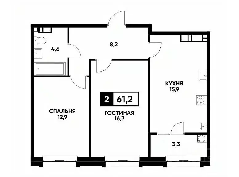 2-к кв. Ставропольский край, Ставрополь ул. Андрея Голуба, 14 (61.2 м) - Фото 0