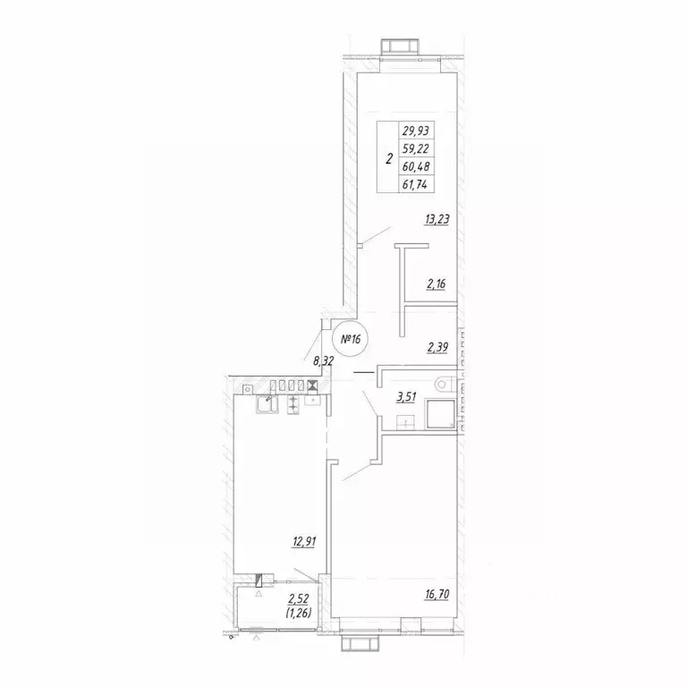 2-к кв. Калининградская область, Зеленоградск  (60.48 м) - Фото 0