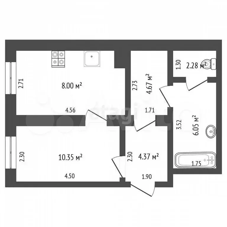 1-к. квартира, 40 м, 4/5 эт. - Фото 0