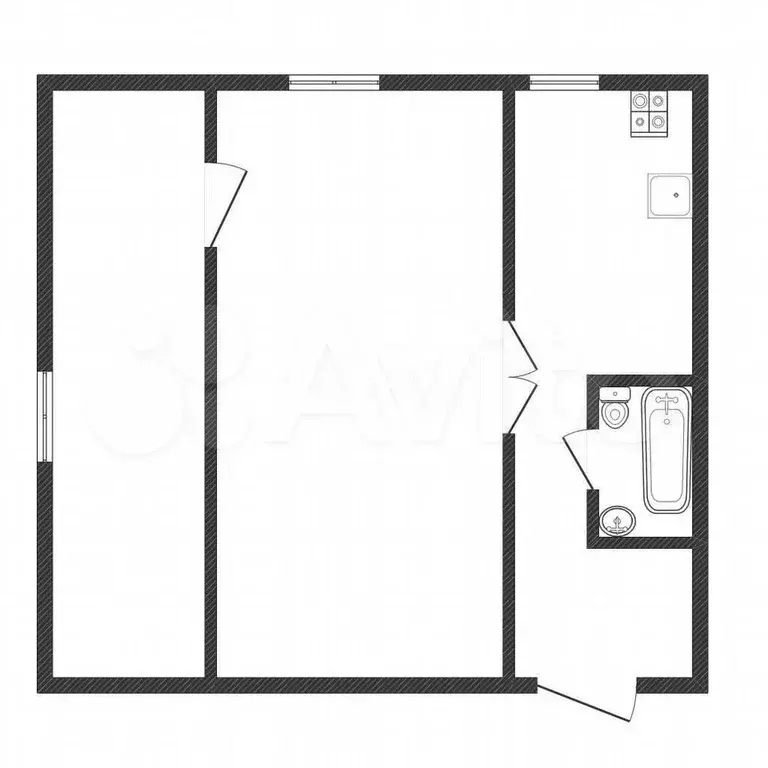 2-к. квартира, 44,8 м, 1/5 эт. - Фото 1