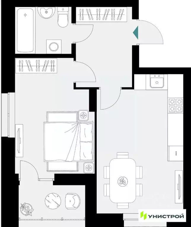 1-к кв. Татарстан, Казань 38-й кв-л,  (42.55 м) - Фото 1