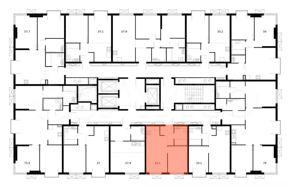 1-к. квартира, 33,1 м, 9/24 эт. - Фото 1