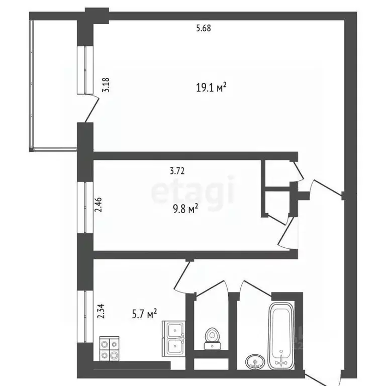 2-к кв. Москва Батюнинская ул., 7 (45.1 м) - Фото 2