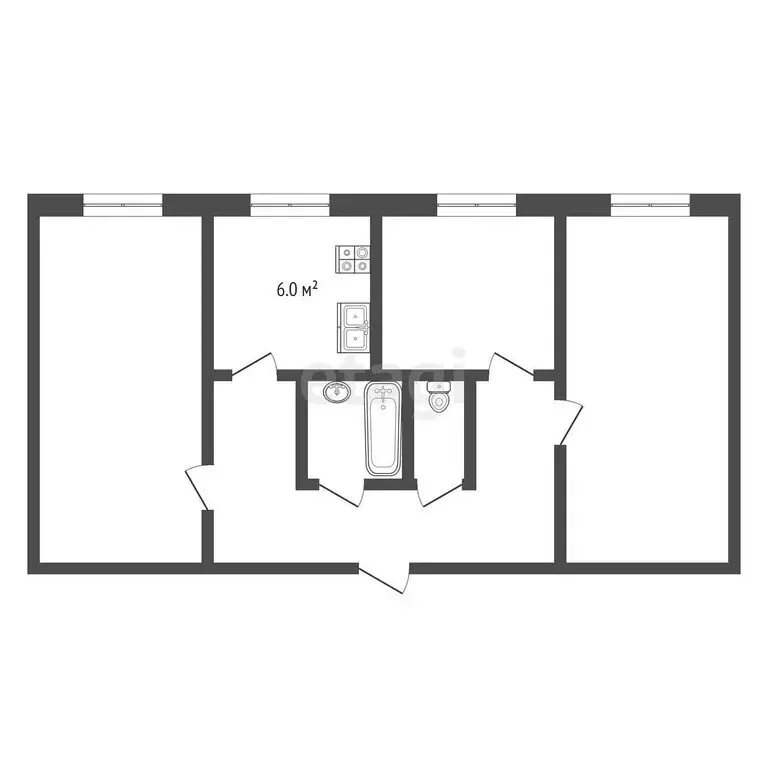 3-комнатная квартира: Алапаевск, улица Толмачёва, 12 (65.4 м) - Фото 0